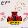 Rose Ring Box with 12k Gold plated Necklace Earring and Ring by Visi Bundle (NECKLACE EARRING AND RING)