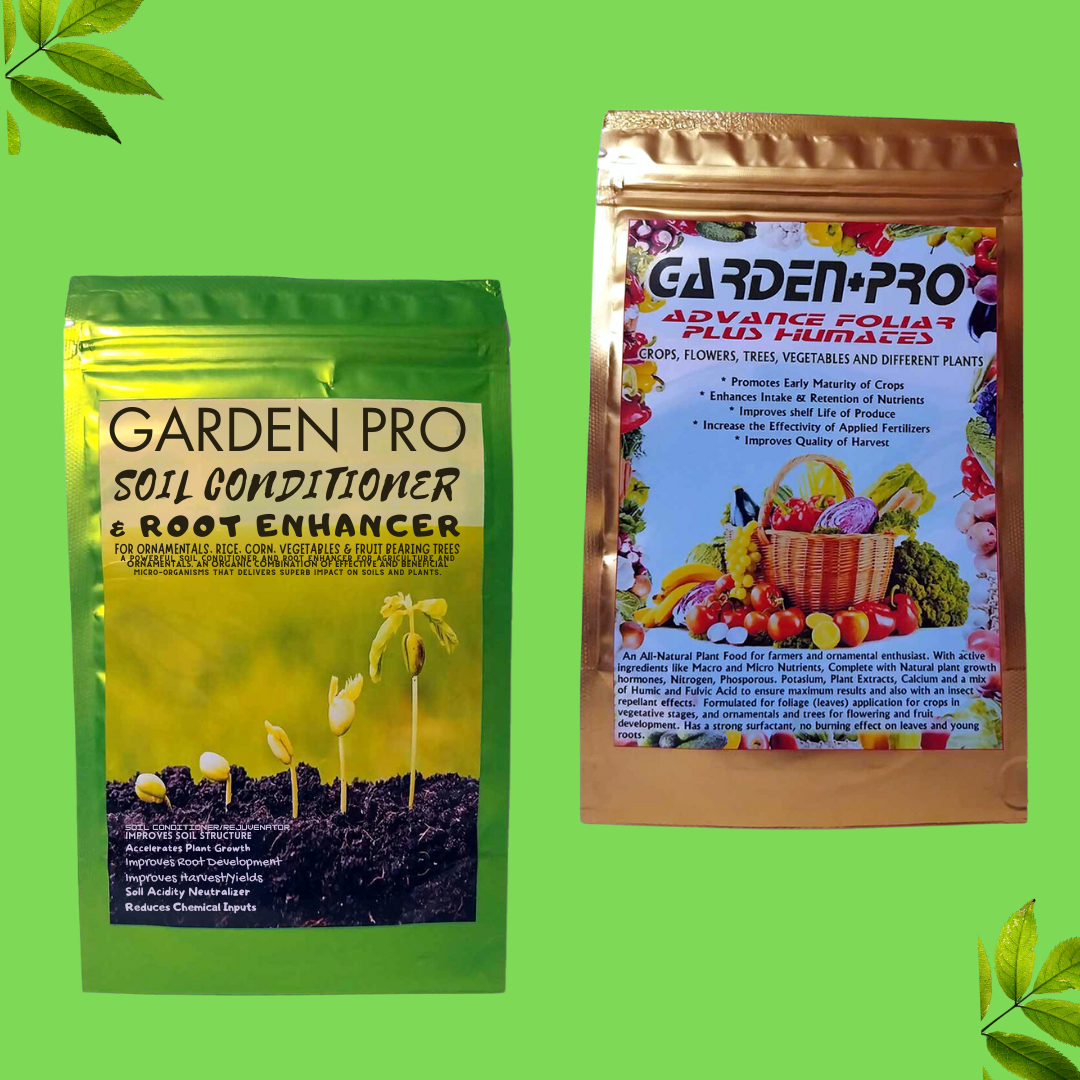 GARDEN + PRO SOIL CONDITIONER & ROOT ENHANCER and ADVANCE FOLIAR PLUS HUMATES