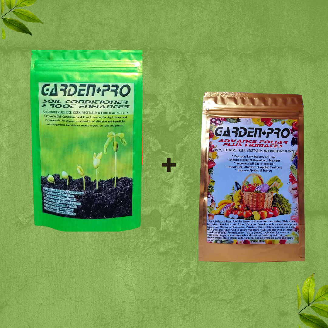 GARDEN + PRO SOIL CONDITIONER & ROOT ENHANCER and ADVANCE FOLIAR PLUS HUMATES