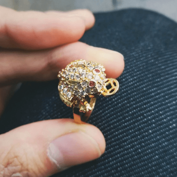 Adjustable Money Catcher Lucky Charm Frog Ring by PrimCare