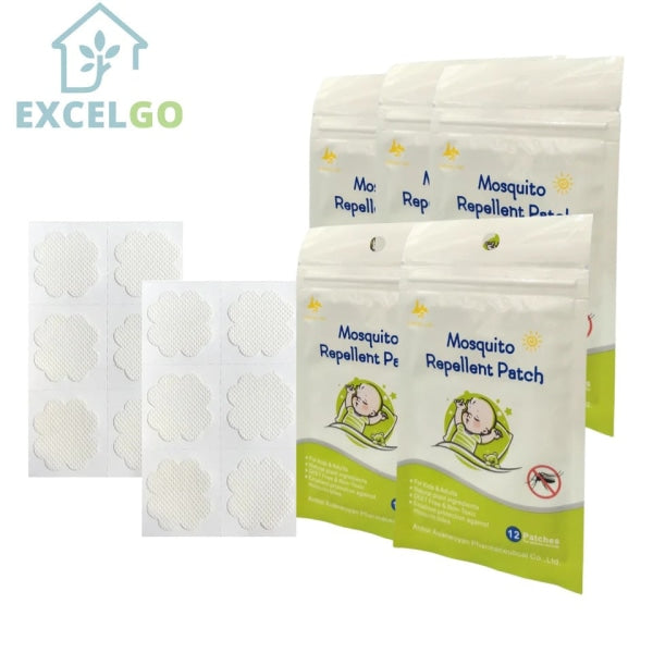 NATURAL HERBAL CITRONELLA MOSQUITO REPELLENT PATCH (12 PATCHES PER SACHET) By EXCELGO™ 5 SACHETS (60 PATCHES)