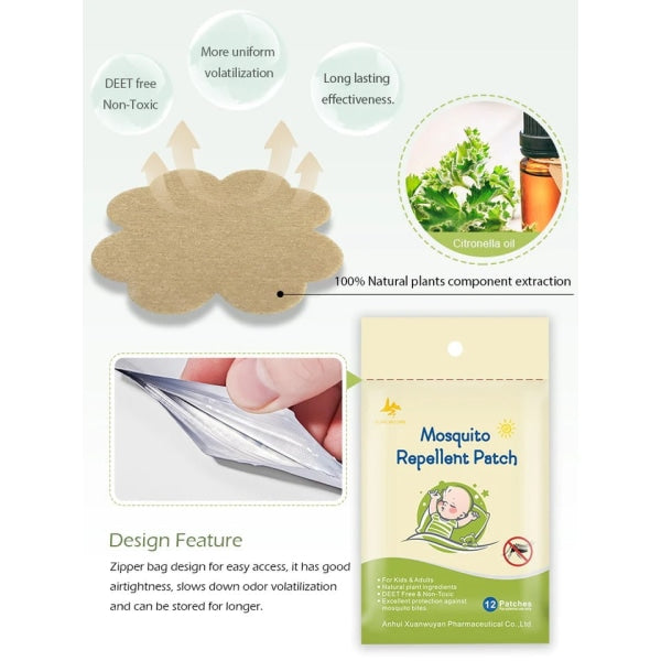 NATURAL HERBAL CITRONELLA MOSQUITO REPELLENT PATCH (12 PATCHES PER SACHET) By EXCELGO™