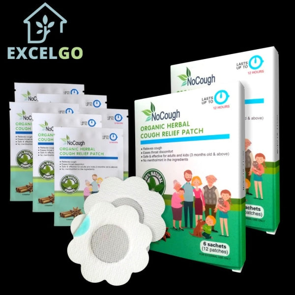 NOCOUGH ORGANIC HERBAL COUGH RELIEF PATCH BY EXCELGO™ 2 BOXES (24 PATCHES)