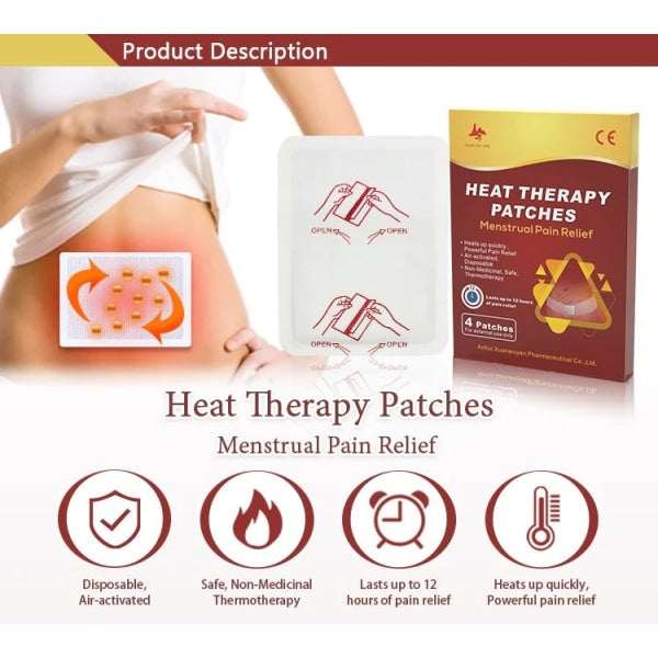 ORIGINAL ORGANIC MENSTRUAL PAIN RELIEF HEAT THERAPY PATCHES (4 PATCHES PER BOX) BY EXCELGO™