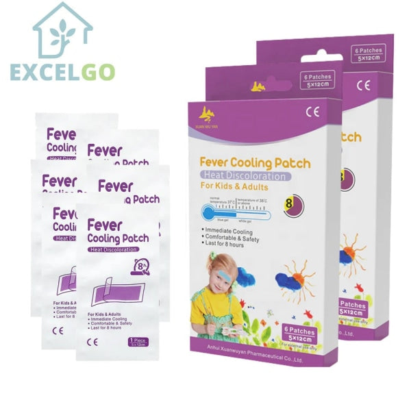 NATURAL FEVER HEAT DISCOLORATION COOLING PATCH (6 PATCHES PER BOX) BY EXCELGO™ 2 BOXES (12 PATCHES)
