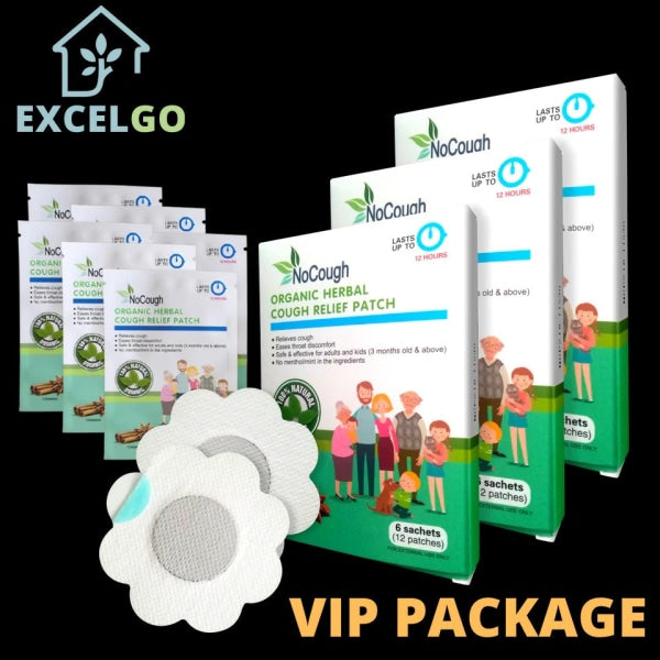 NOCOUGH ORGANIC HERBAL COUGH RELIEF PATCH BY EXCELGO™ 3 BOXES (36 PATCHES) + VIP MEMBERSHIP CARD 10% OFF