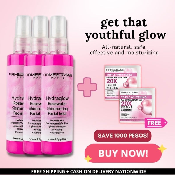 Firmestasse Rosewater Shimmer Facial Spray Buy 3 Bottles with 2 Free SOAP (Save 400 Pesos)