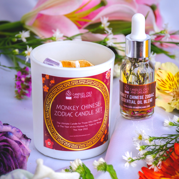 Monkey Chinese Zodiac Candle Set Set (Candle+ Oil)