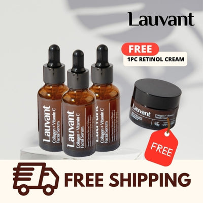 Lauvant Best-Selling Vitamin C and Collagen Serum 3 Bottles WITH FREE CREAM