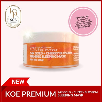 Koe Premium 24K GOLD + CHERRY BLOSSOM Collagen Sleeping Mask 1 Bottle