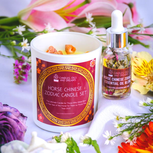 Horse Chinese Zodiac Candle Set Set (Candle + Oil)