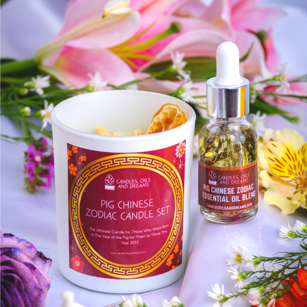 Pig Chinese Zodiac Candle Set Set (Candle + Oil)