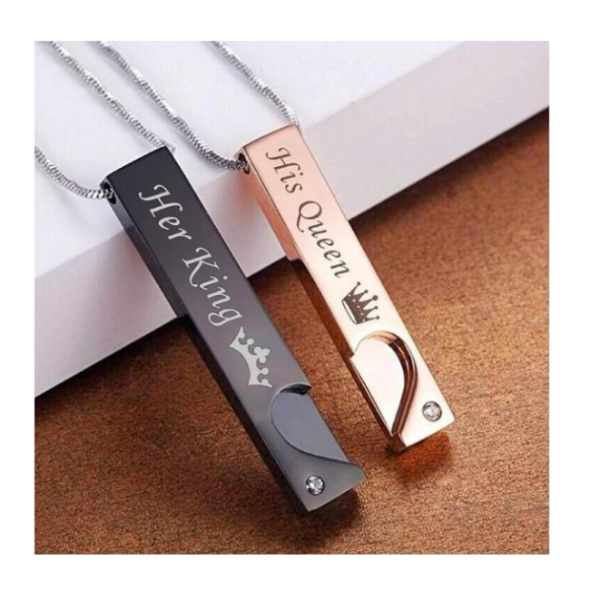 Couple Necklace Bar couples Pendant bar necklace