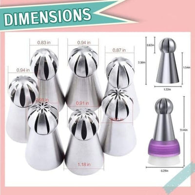 Chef Cake Decor Piping Nozzle Set Flower Piping and Russian Piping