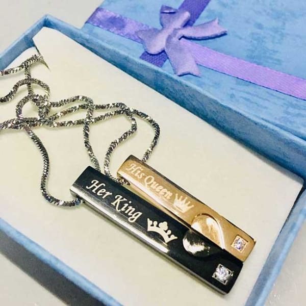 Couple Necklace Bar One Pair