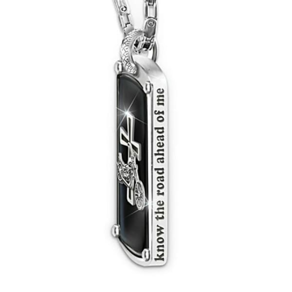 Biker’s Blessing Engraved Pendant Necklace