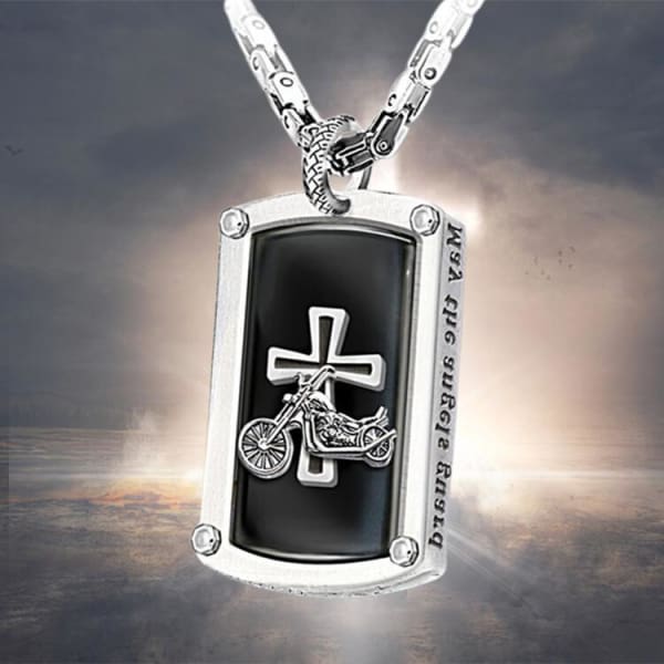 Biker’s Blessing Engraved Pendant Necklace
