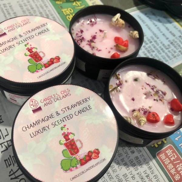 Champagne and Strawberry Luxury Scented Candle