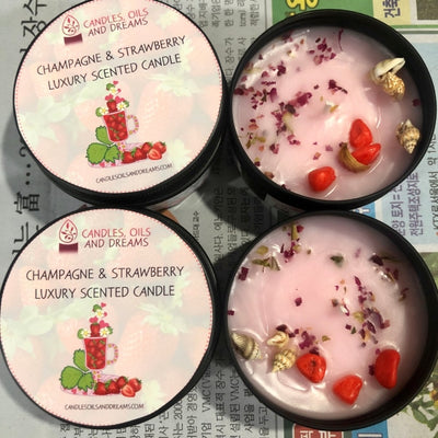 Champagne and Strawberry Luxury Scented Candle