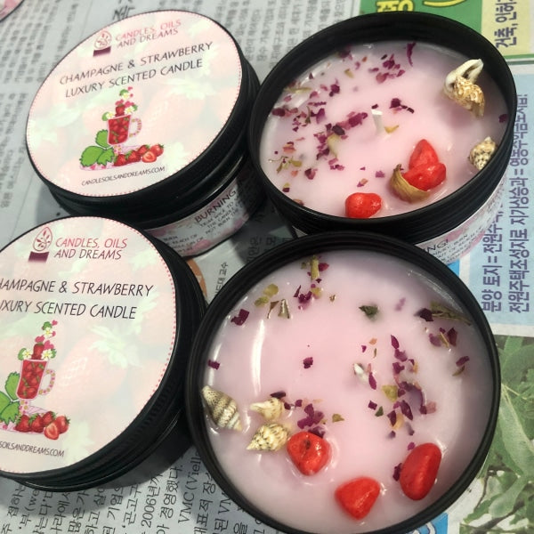 Champagne and Strawberry Luxury Scented Candle