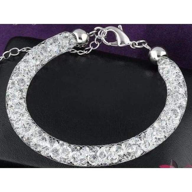 Crystal Mesh Bracelet Silver Healing Clear crystal Clear Quartz
