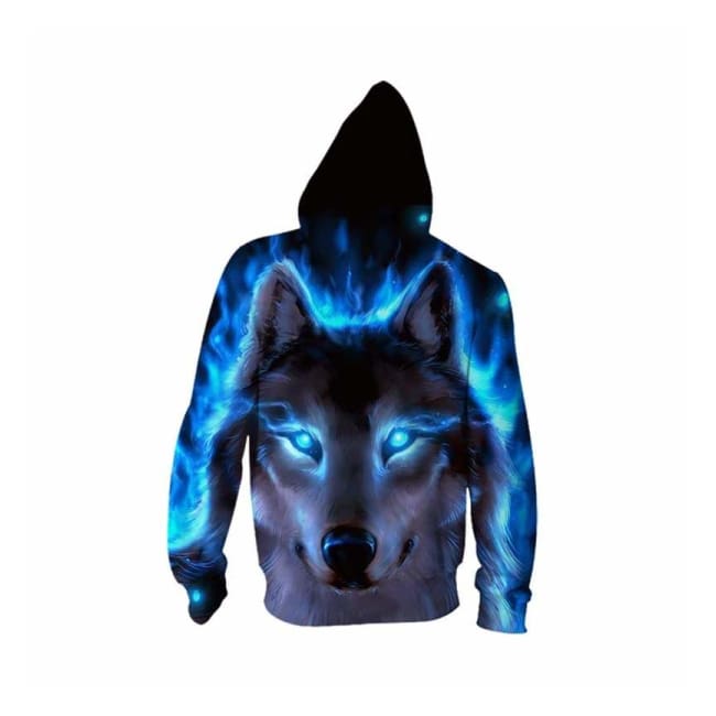 Varr the Blue Fire Wolf - Hoodie (UNISEX) Sweatshirt wolf Jacket Hooded