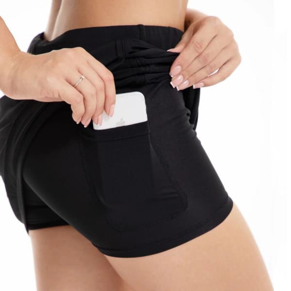 Women 2in1 Athletic Tennis Workout Pocket Skorts