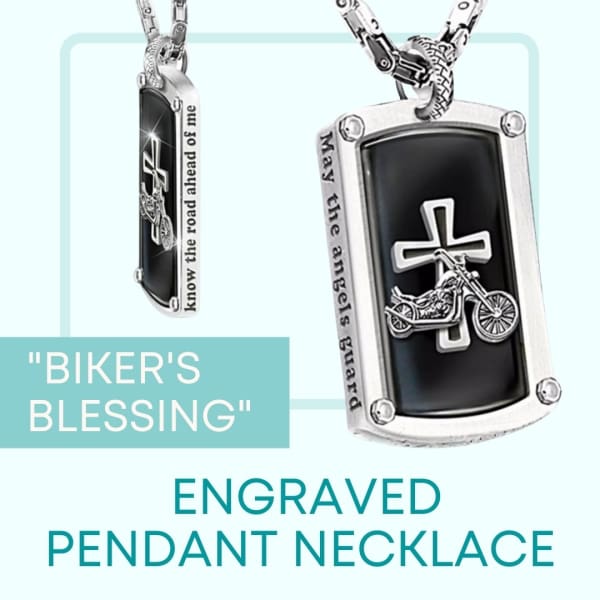 Biker’s Blessing Engraved Pendant Necklace