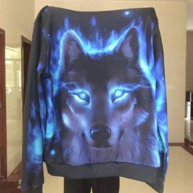 Varr the Blue Fire Wolf - Hoodie (UNISEX) Sweatshirt wolf Jacket Hooded