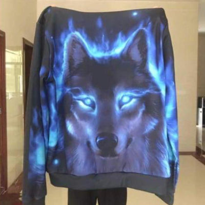 Varr the Blue Fire Wolf - Hoodie (UNISEX) Sweatshirt wolf Jacket Hooded